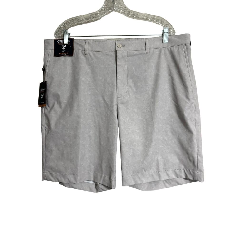 Cremieux Performance Neutral Tan Gray Subtle Palm Print Golf Shorts Size 40